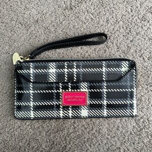 Betsey Johnson Black and White Plaid Clutch Wallet